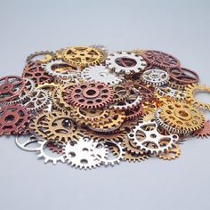 This item is for 100 gram gears.(sold in gram, 100g includes around 80pcs antique gears) Daimeter: 10-30 mm / 0.4-1 inches(sizes may send randomly) Color: mixed, antique gold, antique silver, bronze, copper Material: metal SKU: 923-B895 Note: we have a lot of patterns,it is send by random according to our stock,pictures will not 100% representative of what you receive,hope you can understand,thanks! This item is for 100 gram gears.(sold in gram, 100g includes around 80pcs antique gears) Daimeter Steam Punk Diy, What Is Steampunk, Punk Ideas, Mechanical Gears, Steampunk Watch, Steampunk Ideas, Steampunk Gears, Steampunk Diy, Bronze Jewelry