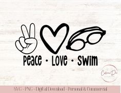 peace love swim svg cut file