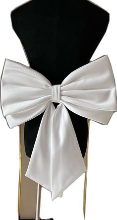 Satin Bow With Bow Tie Back For Gifts, Satin Decorative Bow For Black Tie Events, Elegant Ribbon Sashes As Gifts, Elegant White Bow With Butterfly Knot, Formal White Bow With Butterfly Knot, Elegant White Bow Tie With Butterfly Knot, Detachable Bow Satin Bow Tie For Party, Party Satin Bow Tie With Detachable Bow, Satin Bow Tie With Ribbon For Party