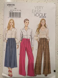 two women's pants and blouse sewing pattern