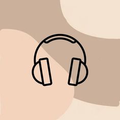 a black and white drawing of headphones on a beige background