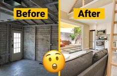 before and after pictures of a house being remodeled