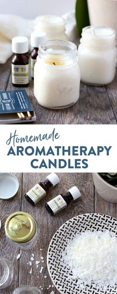 homemade aroma therapy candles on a wooden table