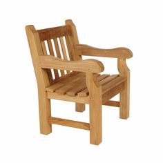 a wooden chair sitting on top of a white background