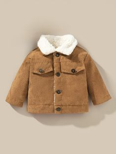 Super Adorable Toddler Baby Corduroy Fleece Teddy Thermal Lined Jacket, the perfect cozy companion for fall! Crafted with care, this jacket combines style and warmth to keep your little one snug during chilly days. The corduroy exterior adds a touch of charm, while the teddy thermal lining ensures ultimate comfort. Embrace the season in style with this adorable jacket for your toddler! Composition: 100% Polyester Cute Cotton Outerwear For Fall, Winter Long Sleeve Outerwear For Playtime, Brown Hooded Corduroy Outerwear, Warm Brown Cotton Outerwear, Fleece-lined Outerwear For Playtime In Fall, Fleece-lined Outerwear For Fall Playtime, Cute Cotton Warm Outerwear, Cute Warm Cotton Outerwear, Fall Outerwear With Fleece Lining For Playtime