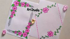 two pieces of paper with pink flowers on them