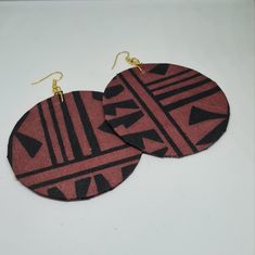 Chocolate Brown Ankara Earrings Hypoallergenic Brown Round Earrings, Luxury Brown Round Earrings, Bohemian Brown Round Earrings, Aftican Earrings, Ankara Earrings, African Earrings Handmade Inspire Uplift ⭐, Horseshoe Earrings, Football Earrings, Seashell Earrings