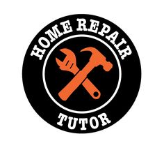 the home repair logo is shown in black and orange with an wrench on it