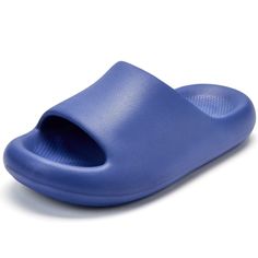 PRICES MAY VARY. Cloud-Like Comfort: Immerse your feet in ultimate softness with our cloud slides. The thick sole feels like walking on clouds, providing unmatched comfort and support for all-day wear. Anti-Slip: The non-slip sole, combined with a wave-shaped anti-skid design,ensures a confident and secure step. Whether you're by the pool, in the gym, or simply at home, our slides offer stability and reliability on any surface. Waterproof and Quiet: These cloud slippers won't squeak awkwardly af Comfortable Non-slip Slides With Round Toe, Foam Slides With Rubber Sole And Round Toe, Foam Slides With Round Toe And Rubber Sole, Casual Blue Platform Slippers With Round Toe, Comfortable Foam Slide Sandals, Comfortable Slide Slippers In Solid Color, Comfortable Non-slip Foam Sandals, Comfortable Non-slip Sandals, Comfortable Non-slip Solid Color Slides