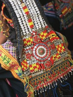 size: 24x18in Photographic Print: Close-up of a Woman's Headdress, Kalash Ku'Pa, Joshi (Spring Festival), Bumburet Valley, Pakistan by Upperhall Ltd : Travel Kalash Valley, Desert Dreamer, Walmart Jewelry, Clothing And Textile, Folk Costume, Hip Hop Jewelry, Spring Festival, Headdress, Traditional Dresses