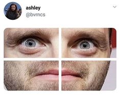 three pictures of the same man's eyes with different facial expressions on each one