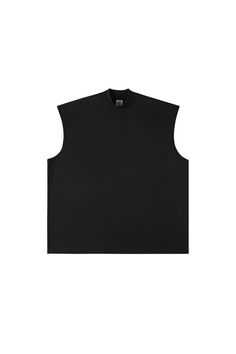 Sleeveless Tee v4 - chiclara Black Crew Neck Vest For Streetwear, Black Relaxed Fit Tank Muscle Tee, Relaxed Fit Black Muscle Tank Tee, Black Cotton Vest With Crew Neck, Black Vest Top For Streetwear, Relaxed Fit Cotton Crew Neck Sweater Vest, Black Sleeveless Top With Relaxed Fit, Black Relaxed Fit Muscle Tee For Streetwear, Black Sleeveless Sweater Vest For Streetwear