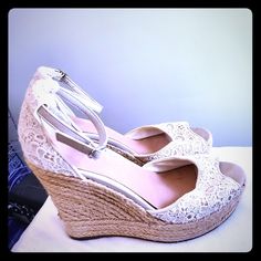 Never Worn Also Wedges With Crochet/Lacy Detail. Technically Size 39 But I Am An 8 And They Fit Me. Cut Small Aldo Shoes, Womens Shoes Wedges, Wedges, Cream, Women Shoes, Crochet, Women Shopping, Color