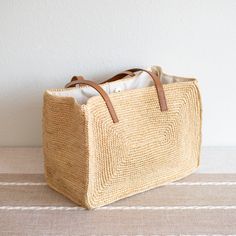 Everyday Rectangular Bucket Bag With Braided Handles, Chic Basket Straw Bag With Rolled Handles, Chic Straw Basket Bag With Rolled Handles, Beige Rectangular Shoulder Bag With Rolled Handles, Rectangular Beige Shoulder Bag With Rolled Handles, Eco-friendly Handwoven Rectangular Straw Bag, Rectangular Straw Shoulder Bag, Beige Rectangular Straw Bag For Travel, Rectangular Straw Travel Bag