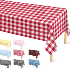 an image of a checkered tablecloth with different colors and patterns on the table