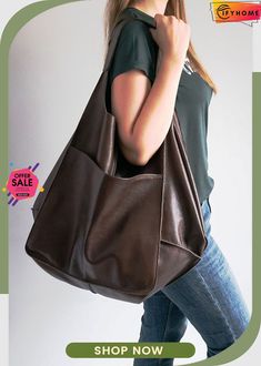 Oversized Shoulder Hobo Bag Weekend Essentials, Foldover Bag, Slouchy Tote, Everyday Tote Bag, Stylish Tote Bag, Chocolate Leather, Oversized Bag, Brown Leather Handbags, Large Leather Tote