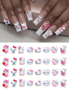 10Pcs/Pack 3D Nail Art Jewelry Resin Decorative Nails Suitable For Nail Art-Crafts-Hair Accessories And Phone Cases Etc Nail Art Decoration Hello Kittys Kuromis Cinnamorolls My Melodys Pochaccos Pom Pom Purins (Some Parts May Be Random)  Multicolor    ABS Animal 3D Decoration   Nail,Hand & Foot Care, size features are:Bust: ,Length: ,Sleeve Length: Pink White Nails, Decorative Nails, Cat Nail Art, Bounce Curl, Jelly Nail, Nail Art Jewelry, Hello Kitty Nails, 3d Decor, Ball Decorations