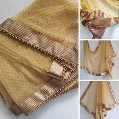 Yellow Dabka Work Saree For Wedding, Gold Saree With Sheer Dupatta In Traditional Drape, Yellow Saree With Dabka Work For Wedding, Gold Anarkali Saree With Sheer Dupatta, Yellow Wedding Saree With Dabka Work, Gold Semi-stitched Saree With Sheer Dupatta, Elegant Yellow Dupatta With Dabka Work, Semi-stitched Gold Dupatta With Self Design, Gold Semi-stitched Dupatta With Self Design