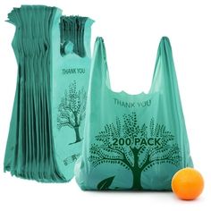 Help protect the environment with Stock Your Home Bags. Unlike regular grocery bags, our bag has been tested and proven to be industrially commercially compostable by the ASTM D6400 and EN 13432 regulations. Made of renewable materials like corn starch, our thank you t-shirt bag is 100% BPA-free. It works just as well as a traditional grocery bag, making it a great, sustainable choice for everyday shopping, groceries, and fresh produce. You can even use them as small bathroom trash bags, or to p Local Supermarket, Packing Lunch, Grocery Supermarket, Thank You Bags, Plastic Shopping Bags, T Shirt Bag, Take Out Containers, Biodegradable Plastic, Eco Friendly Bags