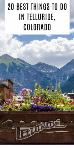 flowers and mountains with the words 20 best things to do in telluride, colorado