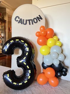 "Construction balloon garland kit! This DIY Balloon Garland Kit is fully customizable! So fun and easy to do (no experience necessary), but yet makes a big statement! Perfect for a construction or Dump truck themed birthday party décor! Can be hung as backdrop, garland, centerpiece, table runner...the possibilities are endless! This DIY Construction Balloon Garland kit includes (you select the length of garland desired from the drop down menu, 4-foot garland shown. This listing is for latex balloon garland kit only, NUMBER 3 MYLAR BALLOON SOLD SEPARATELY ): --an assortment of 5\" latex balloons in neutral, yellow, black and orange  --an assortment of 11\" latex balloons in neutral, yellow, black and orange  --a plastic decorator strip --a dual hand pump --instructions included; time is est Construction Birthday Party Pizza, Caution 3rd Birthday, Construction Party Balloon Arch, Simple Construction Birthday Party, Truck Third Birthday Party, Construction Theme Balloon Decor, Diy Construction Decorations, Dump Truck Pinata, Construction Party Balloon Garland