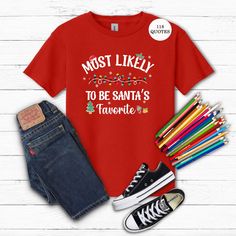 Matching Family Most Likely To Shirt for Christmas, Friends Christmas Party Team Tees, Custom Most Likely Tees, Xmas Group Shirt, 2024 Party  How To Order 🛒 1. 📸 Review all the photos. 2. 📏 Select your t-shirt size and color.    - Note: Different shirt styles may have slight color variations due to different manufacturers. For matching colors, choose shirts from the same style (e.g., Unisex, V-necks, Toddler). 3. ➕ Click "Add to Cart." You can return to add more shirts. 4. 🛍️ Click "Proceed Most Likely Christmas Shirts, Friends Christmas Party, 2024 Party, Christmas Friends, Christmas Shirts For Kids, Friends Christmas, Group Shirts, Matching Colors, Friend Christmas