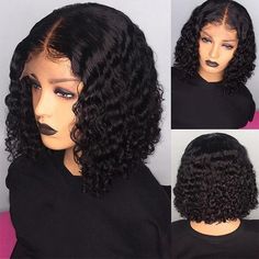 Front Hair, Curly Bob Wigs, Short Human Hair Wigs, Short Hair Wigs, Braids With Curls, Short Bob Wigs, Hair Curly, Natural Hair Color, Curly Wigs