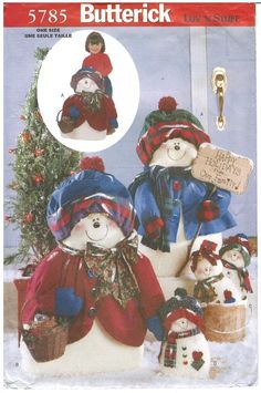 1998 Butterick 5785 Snowflake Family sewing pattern uncut | eBay Small Snowman, Dolls Pattern, Snowmen Patterns, Butterick Pattern, Butterick Sewing Pattern, Snowman Decorations, Sewing Book, Holiday Baby