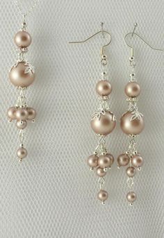 CASCADE Wedding Earrings Pearl Earrings Waterfall Earrings | Etsy Bride Drop Earrings, Shabby Chic Earrings, Wedding Earrings Pearl, Blush Jewelry, Anting Manik, Earrings For Bride, Waterfall Earrings, Long Bridal Earrings, Blush Earrings