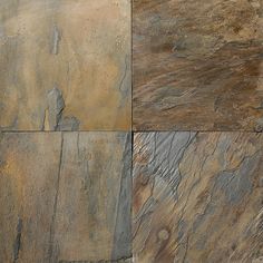 four different types of stone are shown in this image, including brown and tan colors