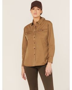 Long Sleeve Work Shirt, Female Shirts, Womens Khakis, Work Wear Women, Work Shirt, Work Shirts, Fashion Store, Cotton Twill, Military Jacket