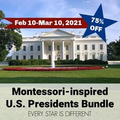 the white house with red, white and blue stars on it is featured in this month's presidents bundle