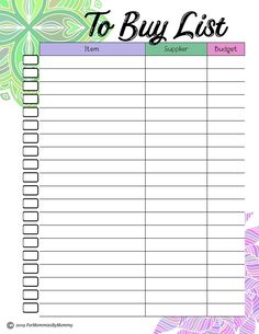 the printable to buy list is shown