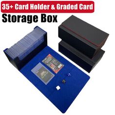 the storage box is open and ready to be used as a card holder for cards