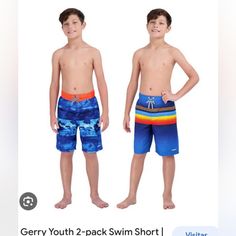 Brand New 2pack Kids Swim Trunks, Boys Swim Shorts, Blue Shark, Boys Swim Trunks, Swim Sets, Boys Swim, Black Camo, Kids Swimwear