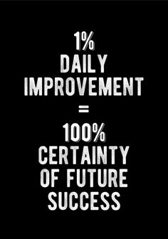 the words daily improvement and 100 % certainity of future success are shown in white letters