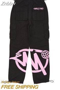 Shipping: Worldwide Express Shipping AvailableDelivery time: 🚚7-15Days Fast ShippingReturns: Fast refund,💯100% Money Back Guarantee. Pink Cotton Cargo Pants For Streetwear, 90s Black Graphic Print Bottoms, Baggy Pink Cargo Jeans For Streetwear, Pink Cargo Jeans With Side Pockets For Streetwear, Hip Hop Pink Bottoms For Streetwear, Pink Hip Hop Bottoms For Streetwear, 90s Style Black Cotton Cargo Pants, Pink Letter Print Bottoms For Streetwear, Pink Graphic Print Pants For Streetwear