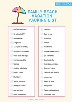 Beach Day Packing List, Beach Trip Packing, Panama Beach, Texas Vacation