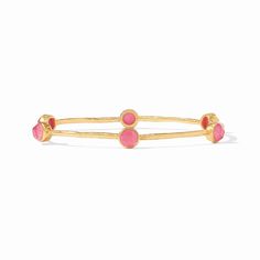 Elevate your look with the Julie Vos Milano Luxe Bangle. It features a 24K gold plate, imported glass and mother of pearl, perfect for adding an elegant touch to any outfit. Crafted with precision, this timeless bangle ensures a sophisticated and luxurious feel. Julie Vos Jewelry, Coral Peonies, Dash And Albert Rugs, Julie Vos, Peony Pink, Stone Bangle, Pacific Blue, Bangle Designs, Azure Blue