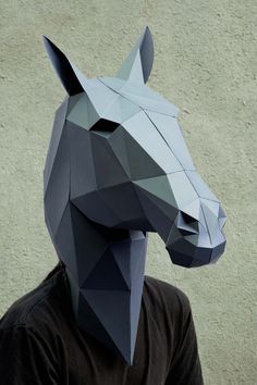 Printable horse mask. 3d mask pattern. Low poly papercraft, masquerade mask men. Large and impressive 3d horse mask. Assembling this low poly papercraft is easier know with our video tutorial! You don't need to be a papercraft expert. Download this printable horse mask, use our template and instructions and make your awesome Horse mask. You will be able to DOWNLOAD THE PATTERNS and instructions for this printable mask immediately after purchase. VIDEO TUTORIAL --- > Here you will find assembl 3d Masks Patterns, Papercraft Mask, Paper Mask Template, Mask Templates, Diy Halloween Masks, Masks Design, Low Poly Mask, Printable Mask, Horse Costume