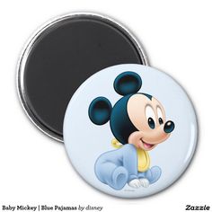 a mickey mouse button with the name baby mickey on it's face and ears