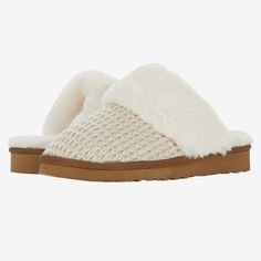 Backless, Slip-On Slipper Wit Round Toe. Soft Fabric Upper. Soft Faux Fur Lining And Insole. Durable Rubber Outsole. Beige Synthetic Slip-on Slippers, Cream Synthetic Slip-on Mules, Cream Slip-on Synthetic Mules, Cream Closed Toe Synthetic Mules, Beige Synthetic Slippers With Round Toe, Cream Synthetic Slip-on Slippers, Cream Slip-on Synthetic Slippers, Beige Synthetic Slippers With Cushioned Footbed, Comfortable Cream Synthetic Slippers