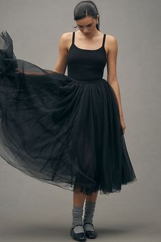 Moon River Sleeveless Tulle Twofer Midi Dress