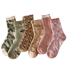 PRICES MAY VARY. Size: suitable for US Women 5 - 9 Material: mostly made up of cotton Care: Machine washable What's included: 6 pairs of cute floral socks of your choice! Great Christmas Gift: Cute and stylish floral patterns are perfect for your lovely one. Cute, comfy, and stylish women's socks in 6-pack. They are made up of 80% cotton, which secures their comfortability. Wearable for all seasons. The size is suitable for US women 5 - 9. Different color combinations are provided. They are mach Stockings With Boots, Pixie Character, Flower Geometric, Floral Socks, Ruffled Socks, Geometric 3d, Autumn Design, Crochet Ruffle, Vintage Floral Design