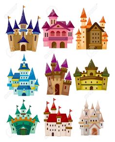 different types of castles on white background