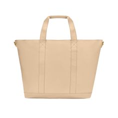 Classic Tote Bag Beige On-the-go Diaper Tote Bag, Beige Diaper Bag With Double Handle For On-the-go, Weekend Tote Bag With Top Carry Handle, Weekend Diaper Bag Tote With Removable Pouch, Diaper Tote Bag With Removable Pouch For Weekend, Weekend Diaper Tote With Removable Pouch, Weekend Bag With Double Handle, Large Capacity Nylon Satchel For Everyday Use, Beige Tote Diaper Bag For Travel