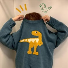 Dinosaur Sweater, Jacquard Sweater, Cute Dinosaur, Cool Clothes, Dream Clothes, Outfits Casuales, Look Cool, Outfits Aesthetic, Sweater Weather