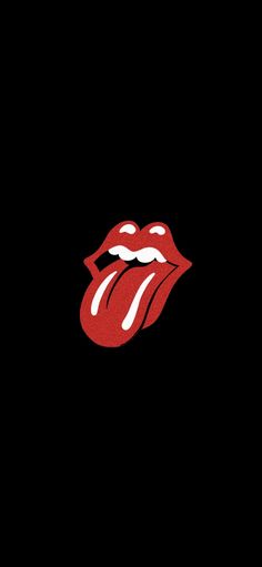 the rolling stones logo is shown on a black background with red and white lipsticks