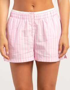 RSQ Womens Button Front Stripe Boxers - PINK | Tillys Maladaptive Daydreaming, Flannel Sweatshirt, Lug Sole Boots, Shoe Inspo, Open Knit Sweater, Cargo Skirt, Swimsuit Cover Ups, Sweaters And Jeans, Slipper Shoes