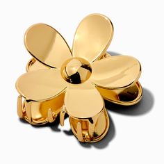 Claire's Gold-tone Flower Medium Hair Claw Gold Claw Clip, Crown Hair Clip, Sensitive Ears Earrings, Piercing Kit, Flower Crown Hairstyle, Word Bracelet, Jewelry Words, Bags For Teens, Fashionable Jewelry